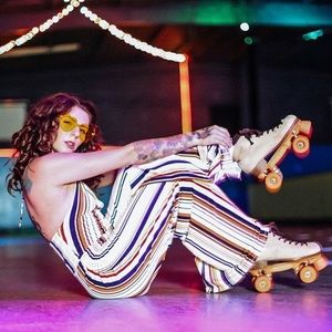 striped jumpsuit- Forever21 - 70s vibe